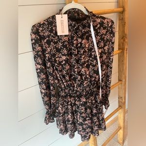 Misguided high neck floral mini dress